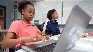 student at computer 